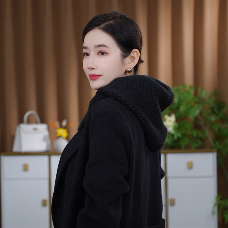 ファッションニット可拉可拉法帽子ボタン付き女性秋冬韓国版保温マフラー耳保護ヘッドキャップ両用|undefined