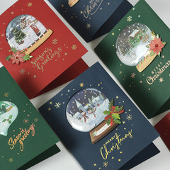 Sf2203泡雪花クリスマスカードは先生の学生に手書き感謝の祝福カードを送って封筒の中のページを持っている