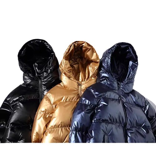 Winter Fashion Thick Hooded Cotton Coat Loose Shiny Cotton Padded Jacket Men Wide Hong Kong Style Relaxed Baggy Bread Coat Cotton Parka for Men