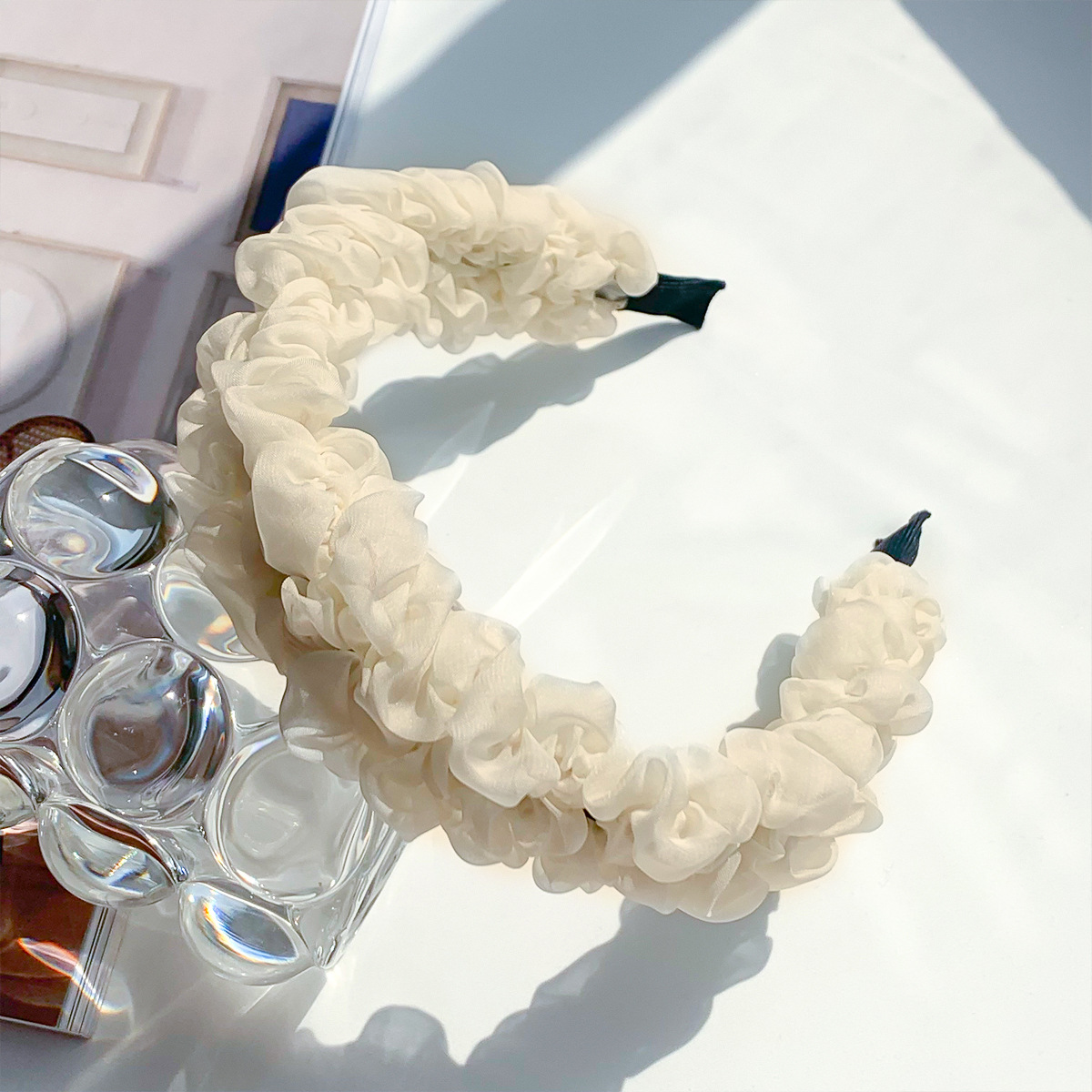 Serre-tête plissé en maille style mode accessoire cheveux_voghion.com