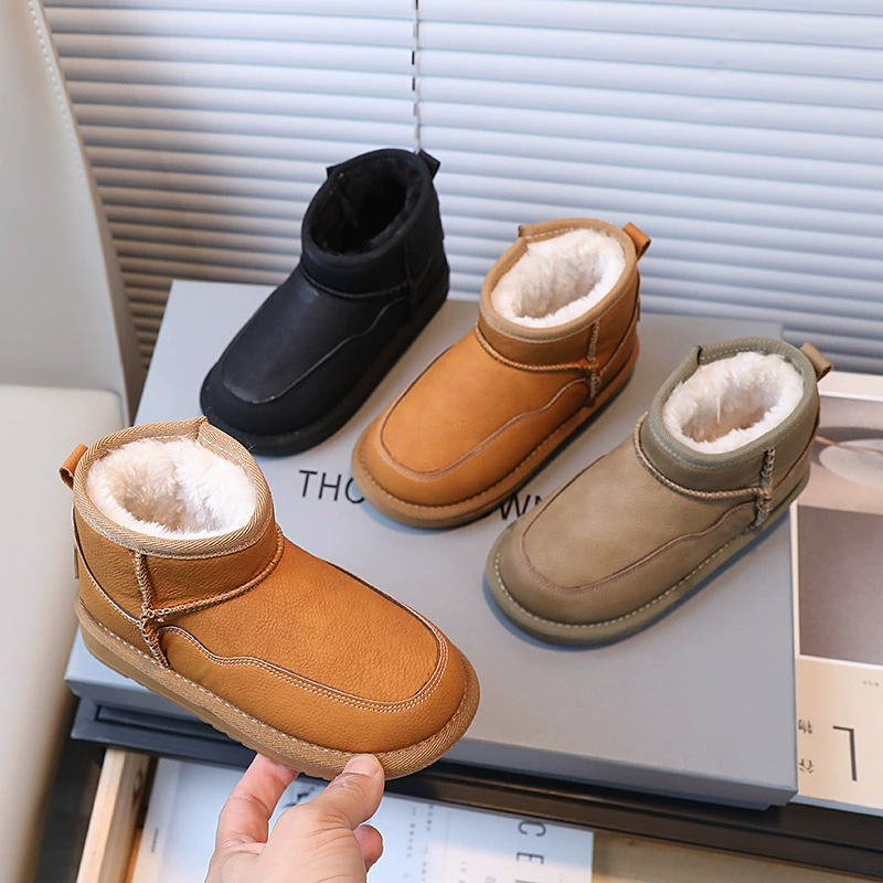 Зимние сапоги для мальчиков, непромокаемые Нескользящие 2023 Зимние новые детские толстые хлопковые сапоги на флисовой подкладке, большая хлопковая обувь для девочек на северо-востоке