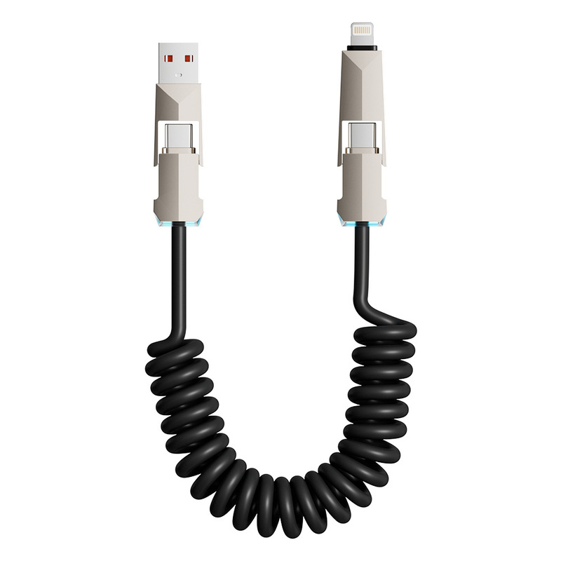 [国境を越えたホットセール] Apple PD27W Android スプリングに適した 240W サイバー 4-in-1 亜鉛合金高速充電ケーブル。|undefined