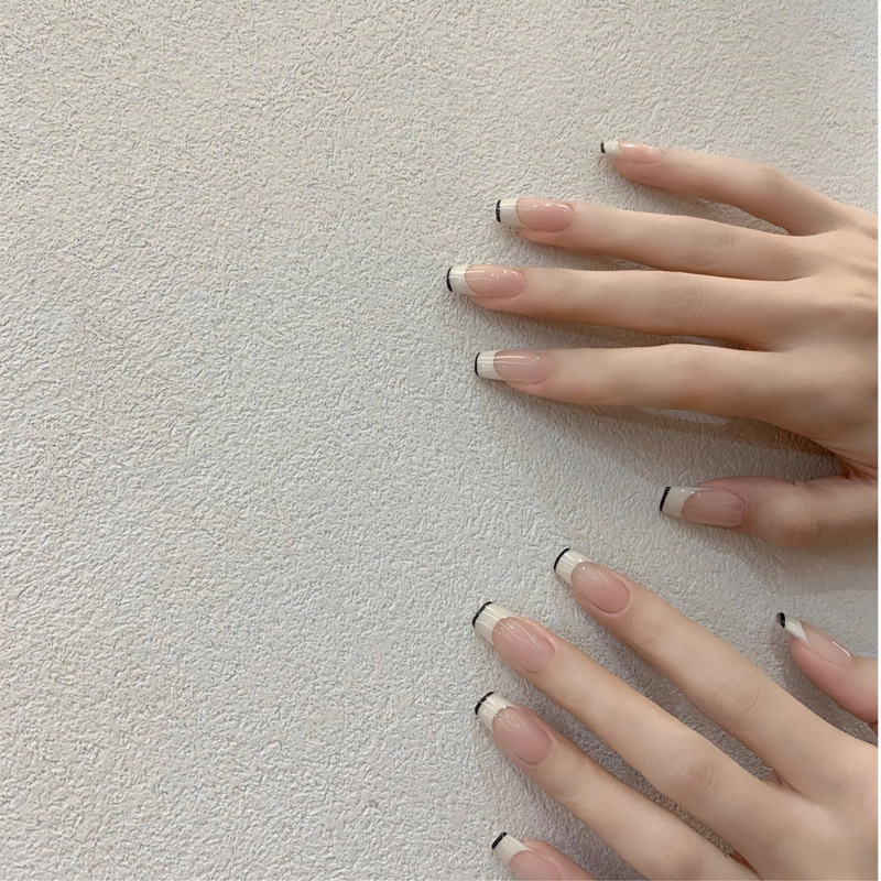 [Low profile] about classic French black edge simple clean small advanced handmade wear nail nail patch wholesale