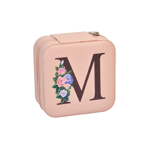Portable mirror style PU printed letter storage box earring ear cuff ring box jewelry box wholesale packaging box