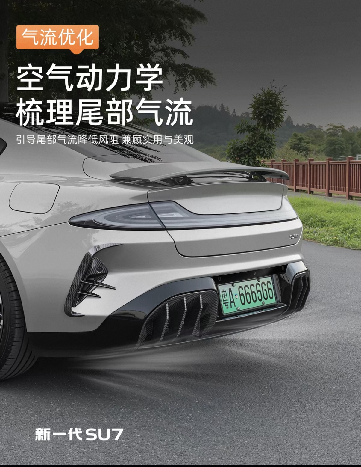 Suitable for Xiaomi YU7/New SU7 rear spoiler decorative frame rear fog modification protective cover exterior accessories