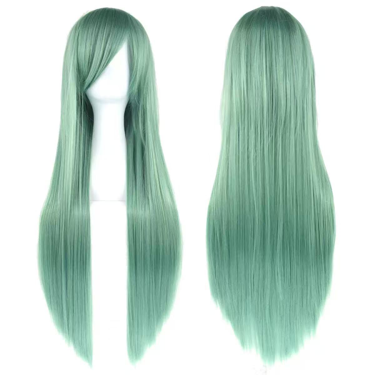 European and American Style Wig 80cm Colorful Long Straight Hair Anime Cos Wig High-Temperature Fiber Chemical Fiber Hair Head Cover - photo 20
