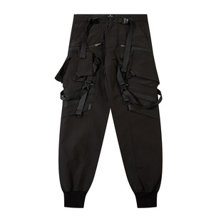 Functional style overalls men's national fashion brand loose ankle-tied heavy industry tactical multi-pocket umbrella pants motorcycle charging trousers