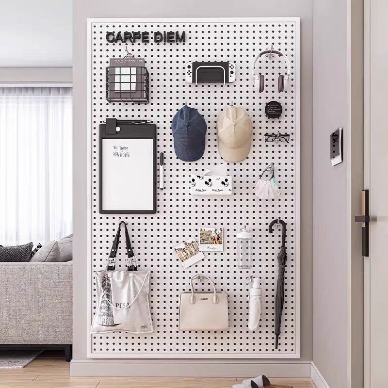 金属洞洞板墙上置物架门后不锈钢展示收纳装饰多功能五金工具挂板