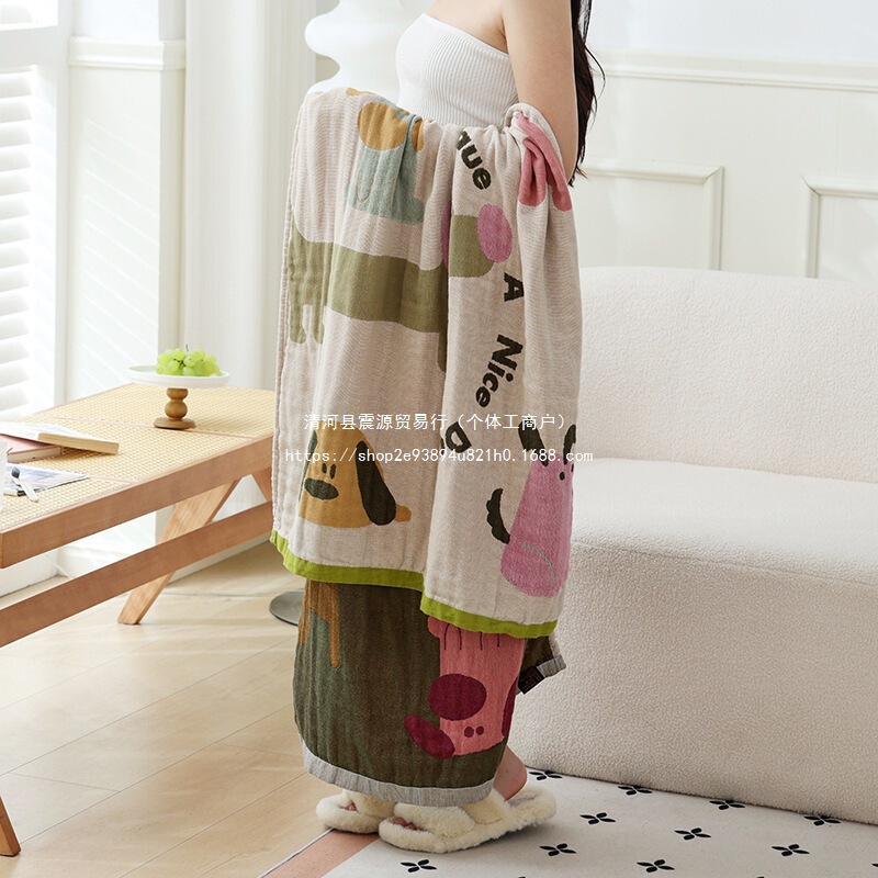 Wholesale Cartoon Blanket 80 Summer Gauze Bath Towel Bath Towel Four-Layer Multi-Functional 60cm Sofa Towel Cotton Cute Bamboo