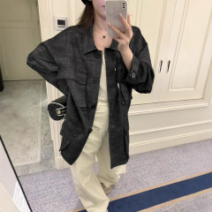 廓形杂色牛仔上衣外套女秋季新款设计感中长款宽松百搭休闲风衣