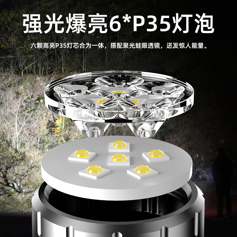 Nuevo monstruo de ocho ojos ultra brillante linterna de luz fuerte portátil multi-núcleo fuera de los usuarios de la casa explosión brillante linterna flash