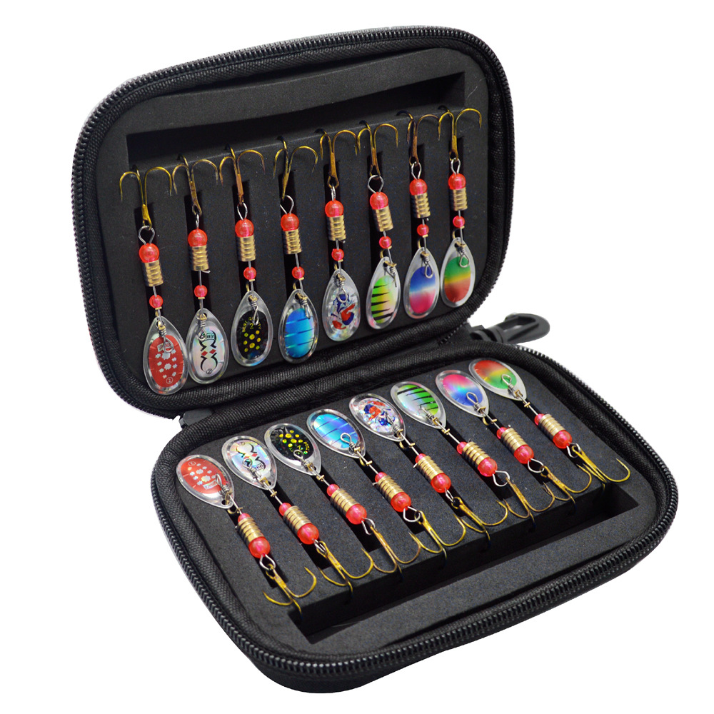 批發路亞旋轉複合亮片包套裝16隻路亞亮片包手搖亮片魚餌套裝