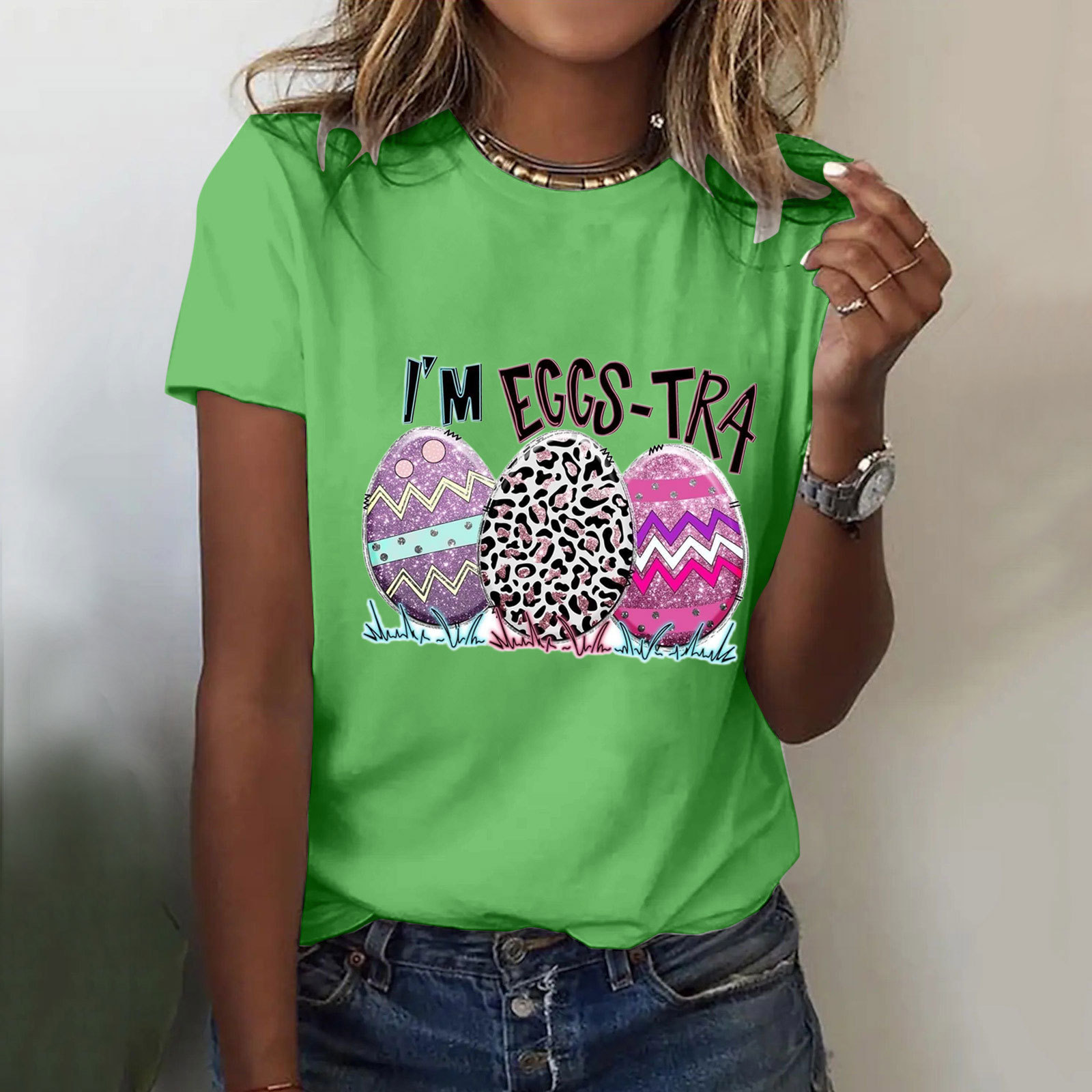 Women's T-shirt Short Sleeve T-shirts Printing Casual Simple Style Letter Egg display picture 5