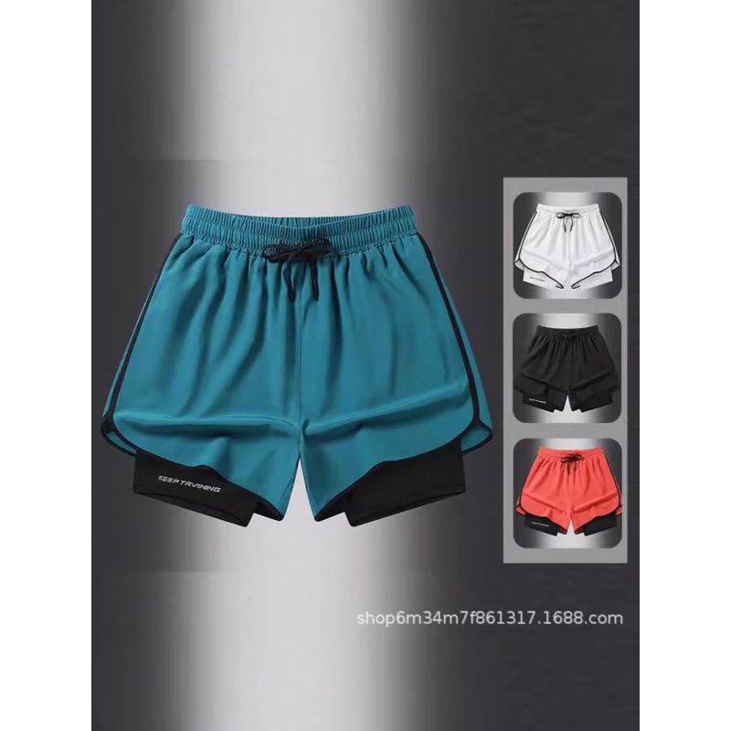 Fábrica de impresión directa pantalones cortos de doble capa para hombres y mujeres secado rápido deportivo relajado de seda de hielo casual pantalones para hombres