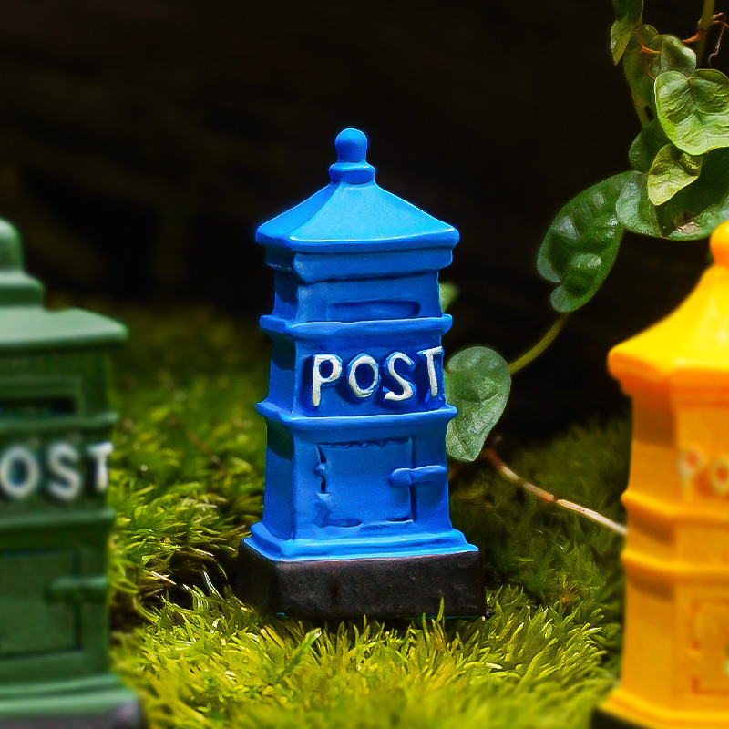 Adorno de Buzón Retro para Micro Paisaje de Resina Decorativo para Acuario