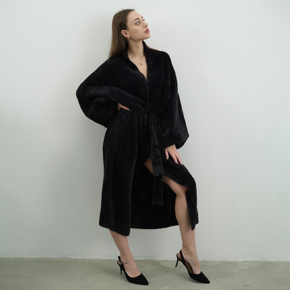 Cardigan de peluche transfronterizo suéter Europa y los Estados Unidos otoño y invierno 2026 nuevo cuello en V correa de cintura suelta abrigo de viento perezoso