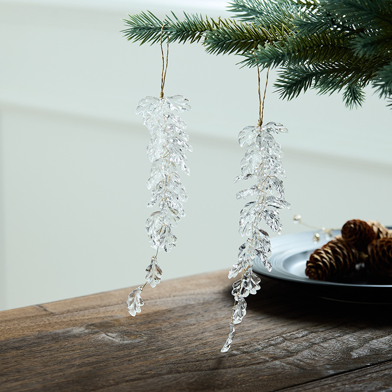 Árbol de Navidad cuentas colgantes de nieve transparentes colgantes de cristal acrílico colgantes de nieve perlas de hielo colgantes