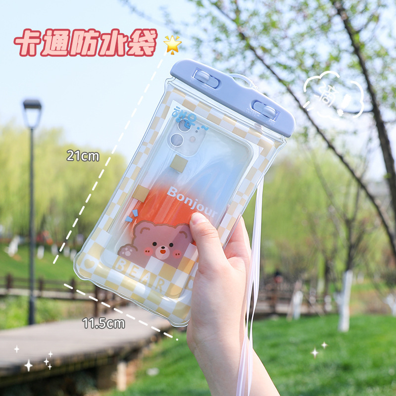 漫画の携帯電話の防水袋の屋外のエアバッグの浮遊のタッチパネルの保護カバーの漂流の水泳の携帯電話の袋は通用します。|undefined
