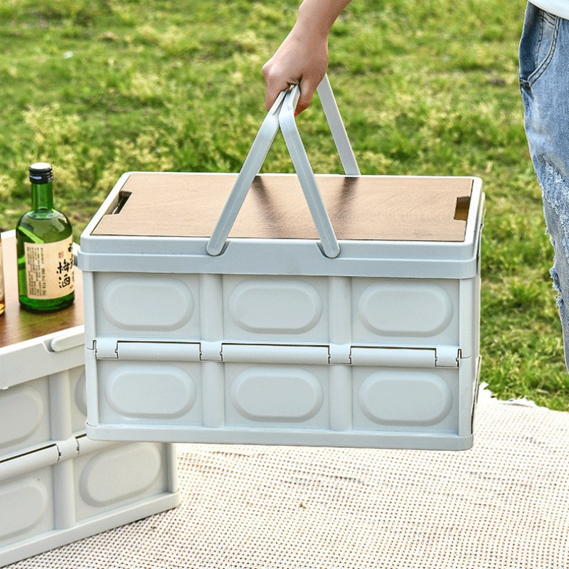 Folding Basket Outdoor Storage Box Portable Car Trunk Large Capacity Storage Box with Lid Camping Storage Box