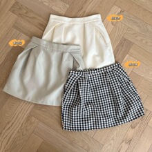 韩国新款经典系黑白格短款半身裙女夏季设计感百搭休闲花苞短裙子