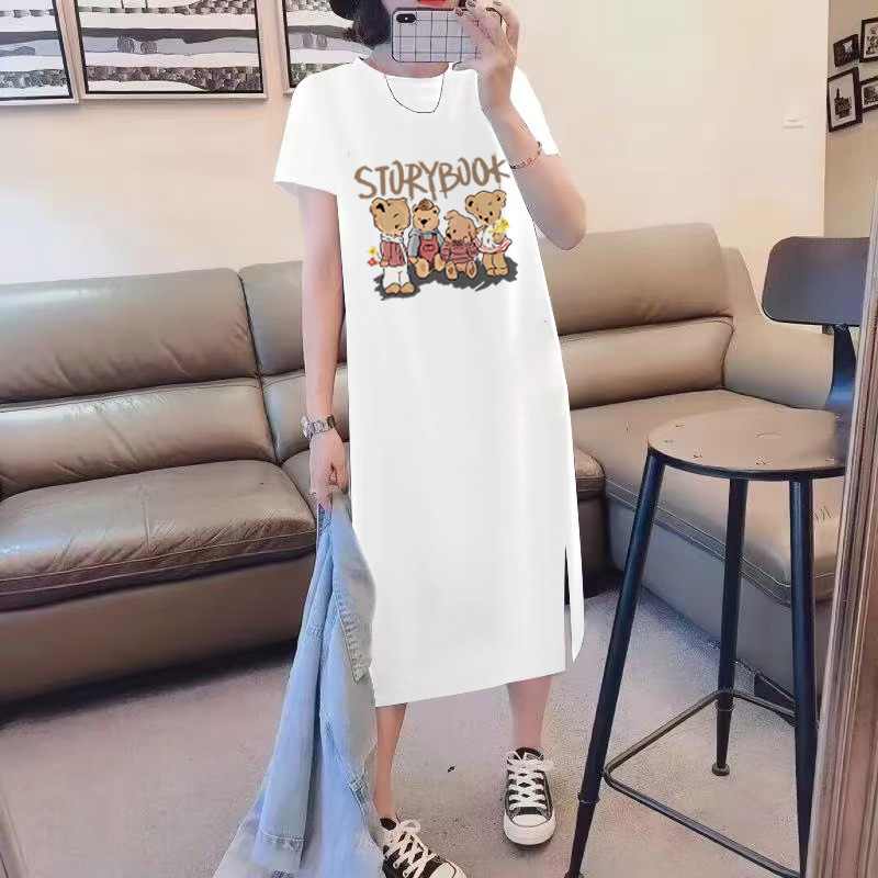 純綿tシャツのスカートの女性の夏の大きいサイズはゆったりしています。|undefined