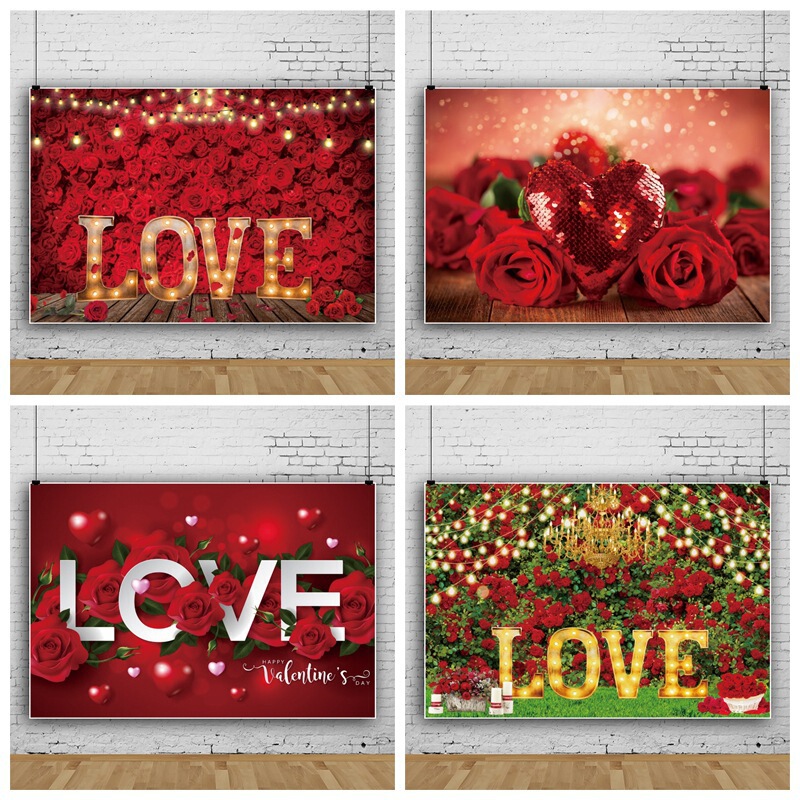 Romantic Valentine's Day Flower Wall Rose Lantern Photo Material Photo Photography Background Cloth Photo Studio Props Wholesale