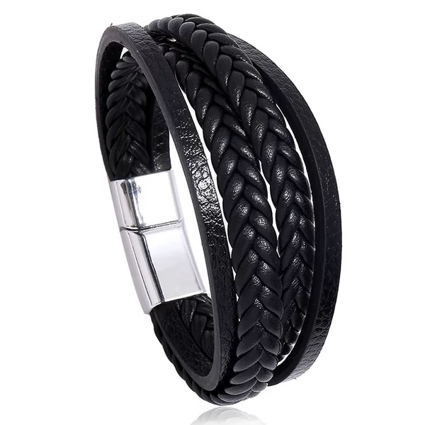 European and American Cross-Border Best-Selling Jewelry, Simple and Artistic Retro Magnetic Buckle Pu Leather Bracelet, Unisex and Versatile Hand Accessory