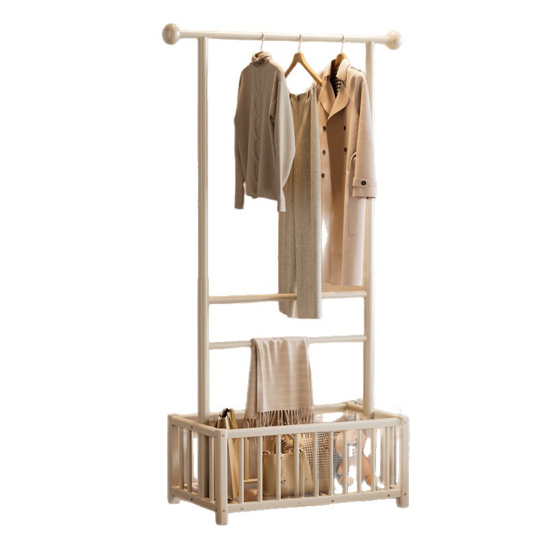 Percha de madera sólida piso de dormitorio móvil vertical percha de ropa doméstica para almacenar ropa percha de ropa percha de sombrero