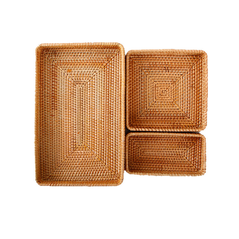 Caja de almacenamiento de escritorio dulces, frutas, bocadillos, frutas secas, caja de almacenamiento de cosméticos multifuncional, cesta de almacenamiento de tejido de caña de plantas