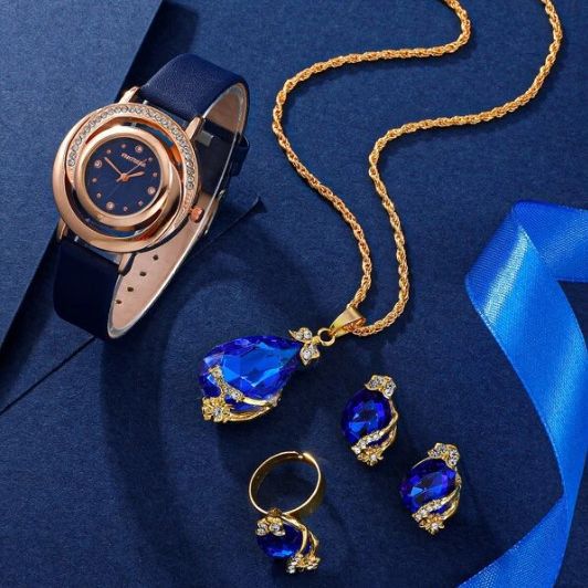 J naiste uus 5tk/komplekt nišš lihtne vöö kella kõrvarõngad kaelakee käevõru ülikond_voghion.com