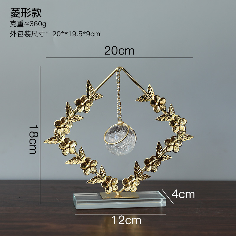 北欧简约抽象线条金属水晶球摆件客厅玄关电视柜样板房酒店装饰品|undefined
