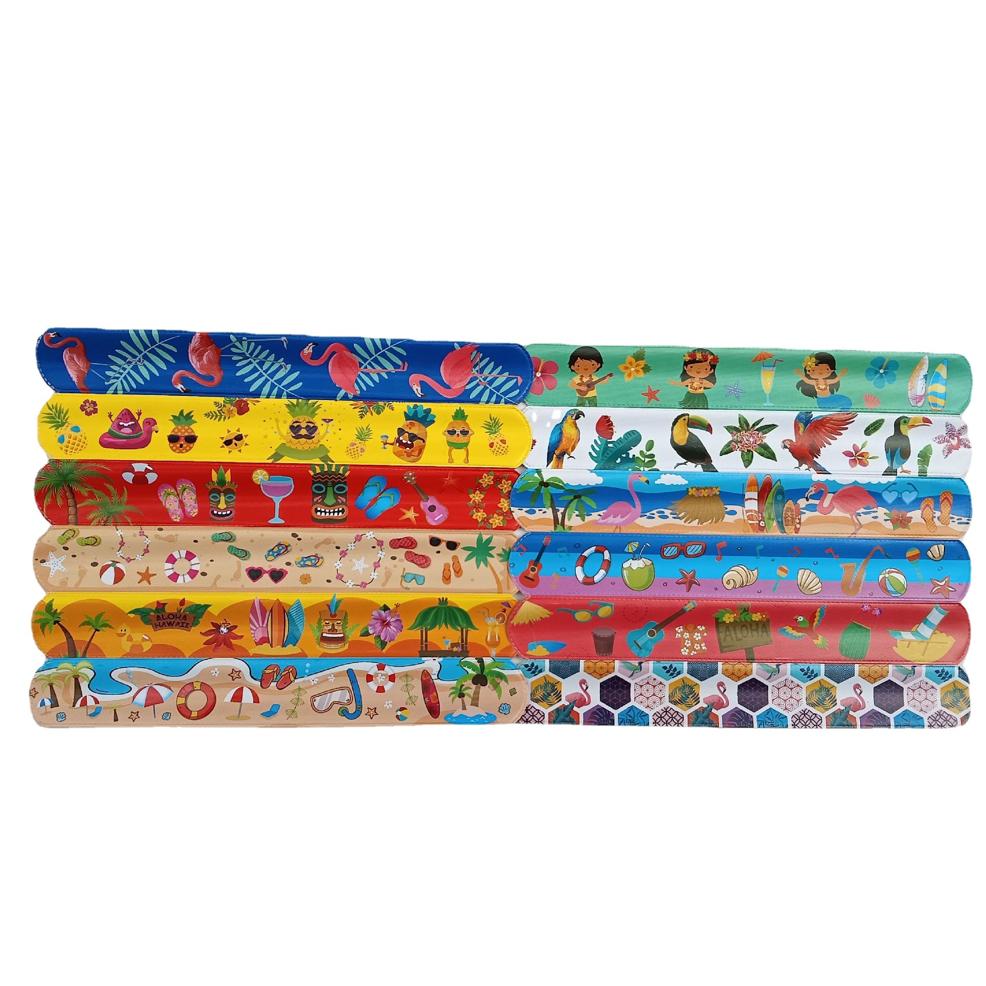 Hawaiano Snap anillo Flamingo partido Snap anillo pulsera planta tropical correa de muñeca