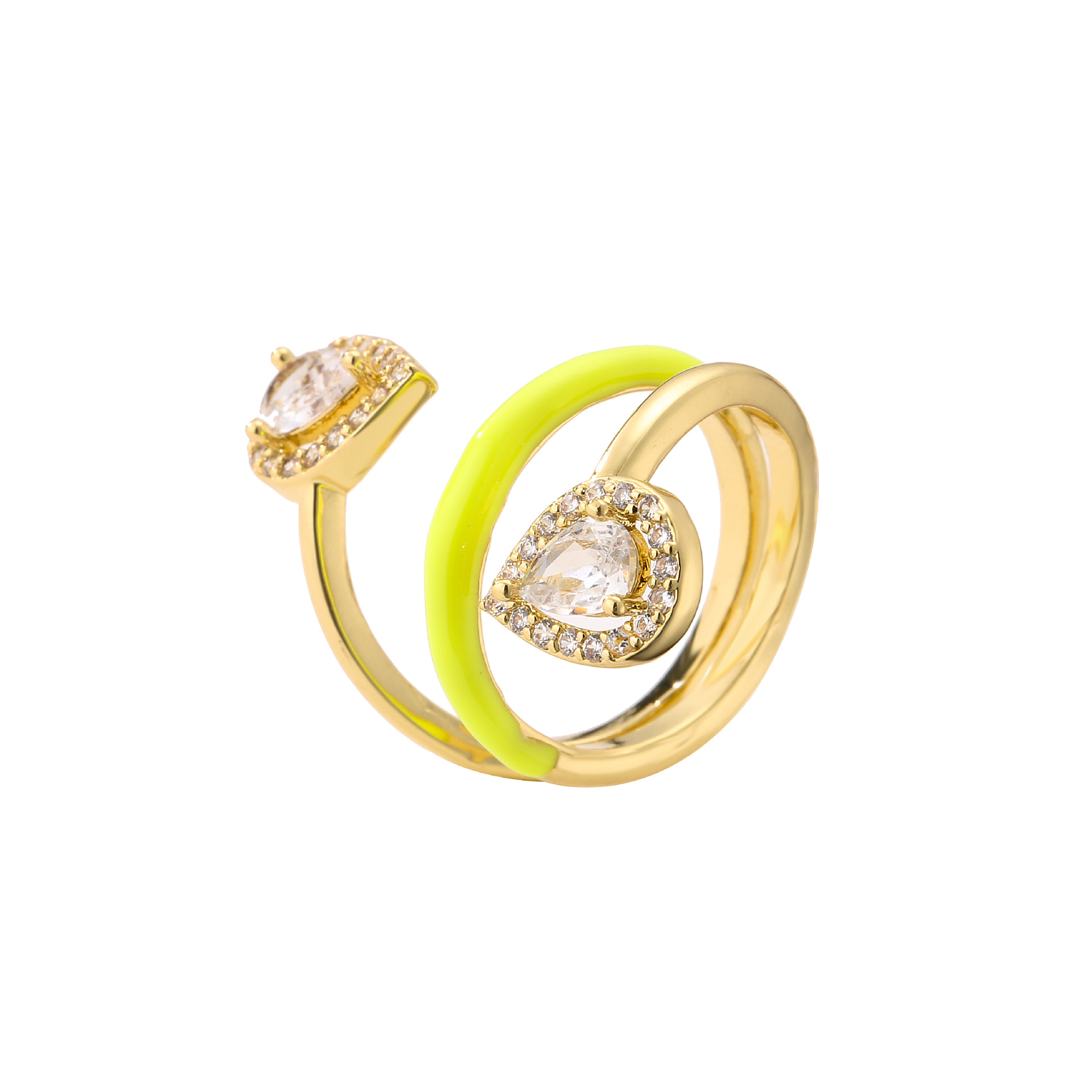 Womenu0027S Fashion Simple Style Water Droplets Gold Plated Artificial Rhinestones Rings Stainless S