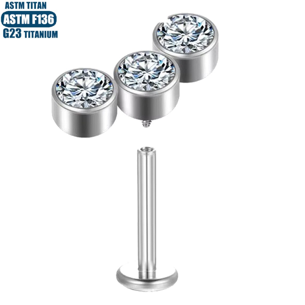16G labret stud size and finish detail