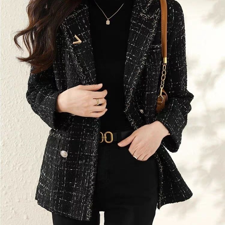 Quilted Thickened Chanel-Style Jacket Autumn 2025 New Women's Tweed Blazer Trench Coat