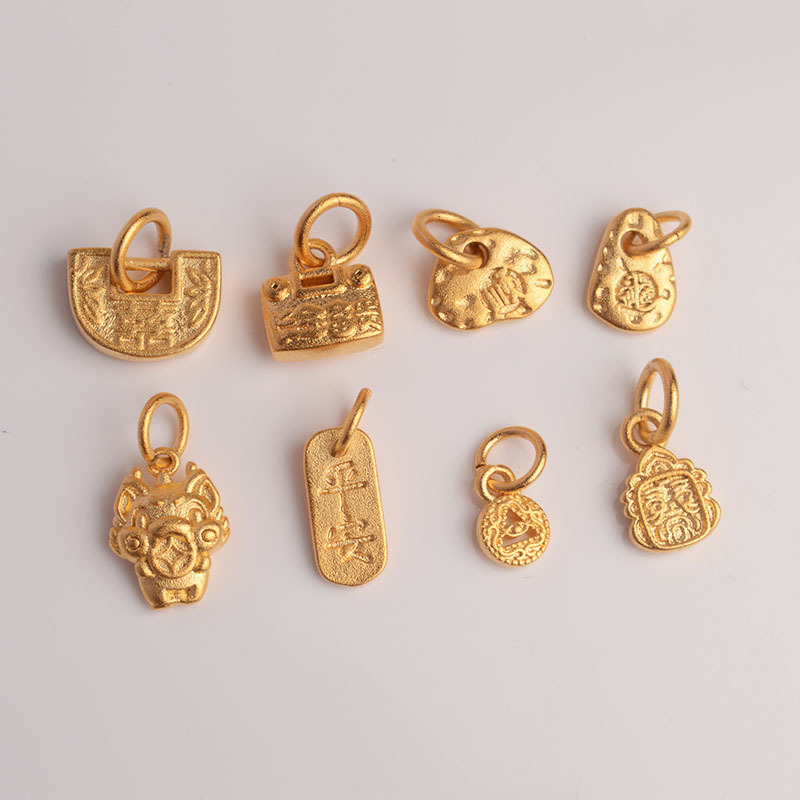 Zodiac dragon sand gold pendant carved safe and healthy word plate diy handmade zachilam necklace pendant pendant