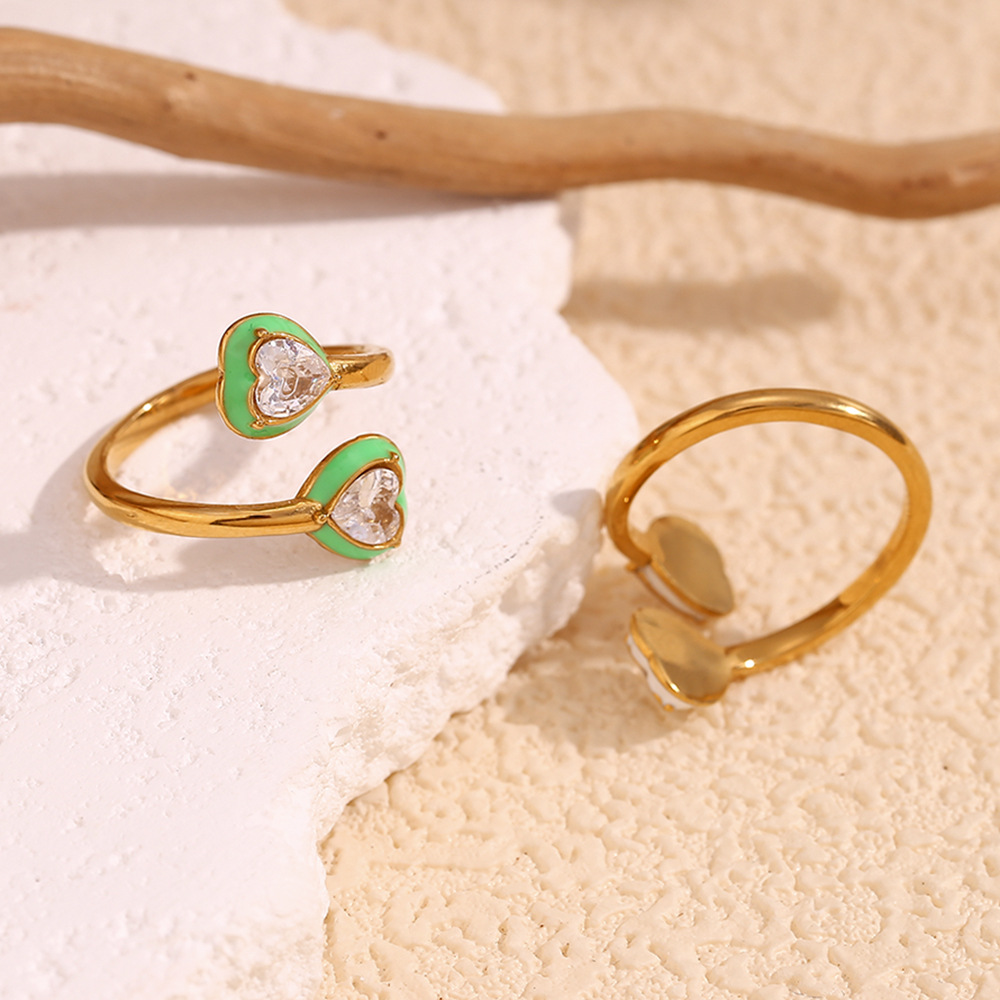 Dripping Oil Love With Diamond Opening Ring