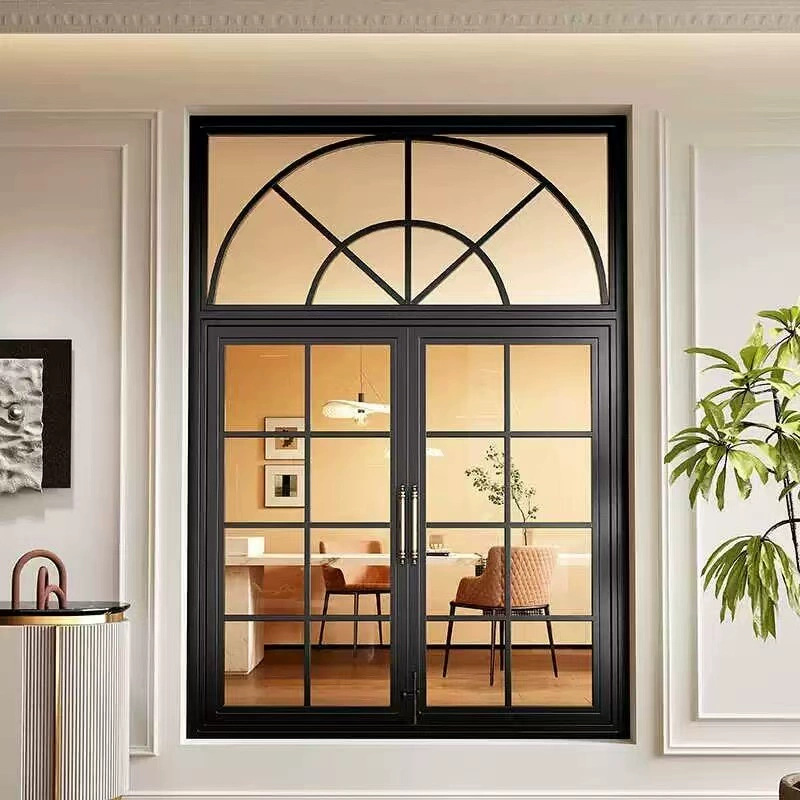Ventanas deslizantes francesas ventanas retro ventanas de arco de hierro forjado ventanas de vidrio templado ventanas de aluminio particiones decorativas image 9