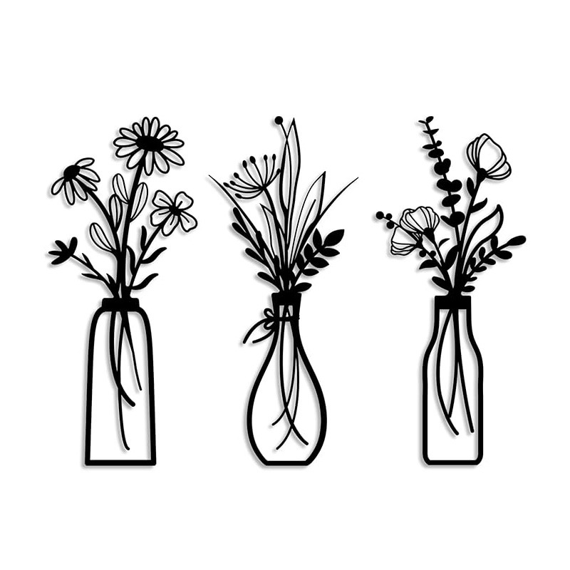 3件套金属花瓶墙饰铁艺墙壁艺术现代极简壁挂壁饰壁挂式|undefined