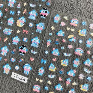 Cute Ugly Cute Clown Fish Nail Art Sticker Embossed DIY Hand Account Phone Case ccd Cup Flat Nail Decoration Sticker