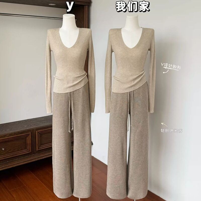 Elegant slim-fit long-sleeve knit sweater for women, stylish V-neck waist-cinching base shirt, women's top for autumn and winter 2026 new model Elegant slim-fit long-sleeve knit sweater for women, stylish V-neck waist-cinching base shirt, women's top for autumn and winter 2026 new model
