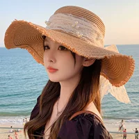 Beach breathable summer sun hat for photo sessions solar-powered from pearl, sun protection