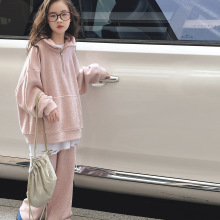 2024春秋季新款女童大口袋卫衣卫裤两件套中大童秋装洋气休闲套装