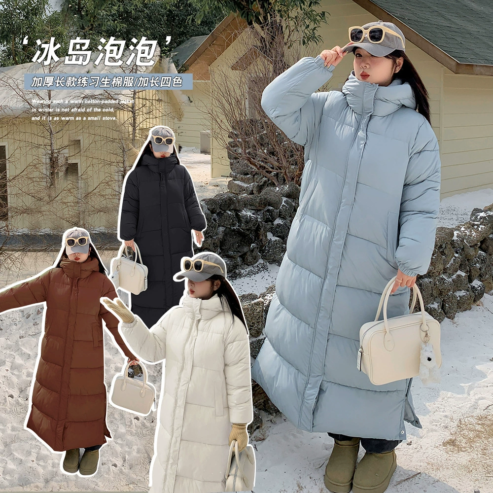 A0094 Xuanchen зимняя новая корейская версия длинного хлопчатобумажного пальто женская хлопчатобумажная куртка на коленях зимняя мода свободная хлопчатобумажная одежда