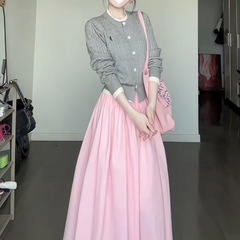 秋季盐系减龄长袖针织开衫~甜美淑女显瘦半身裙两件套其它