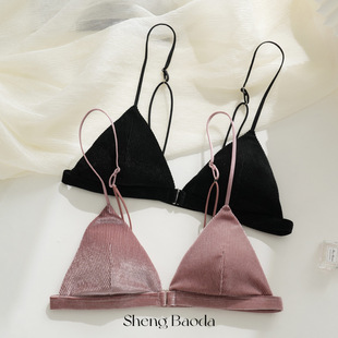 French Style Triangle Cup Underwear Women's Front Buckle Thin Strap No Steel Ring Sexy Bra No Mark Beautiful Back Ultra-thin Bra suit