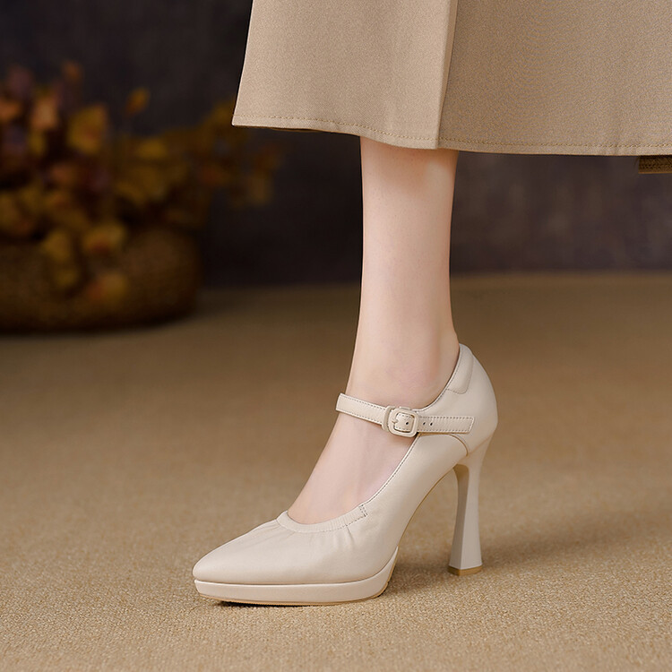 Sheepskin Strap Shallow Pointed Toe Platform High Heels for Women 2025 Spring and Autumn New Soft Leather Stiletto Shoes for Women Sheepskin Strap Shallow Pointed Toe Platform High Heels for Women 2025 Spring and Autumn New Soft Leather Stiletto Shoes for Women