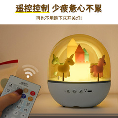 回転オルゴールトロイの木馬ランプ音楽夢幻児童USB充電小夜灯LED七彩定時bluetoothスピーカ