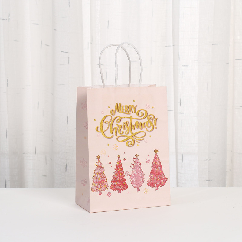 絶妙なファッションクリスマストートバッグピンク包装袋ショッピングバッグクラフト紙袋パーティーキャンディバッグ|undefined