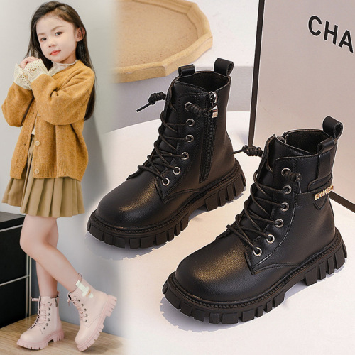 女童靴子秋冬季2024新款韩版儿童马丁靴中大童女孩单靴公主皮短靴